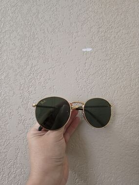 Ray-Ban Men's Round Sunglasses - Gold Frame, Green Lenses